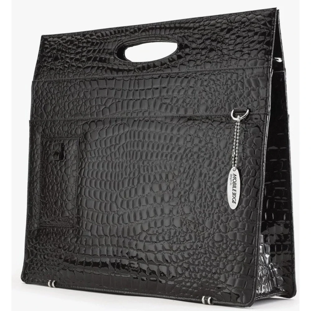 Mobile Edge Laptop Briefcase Purse Black Faux Croc 14.1